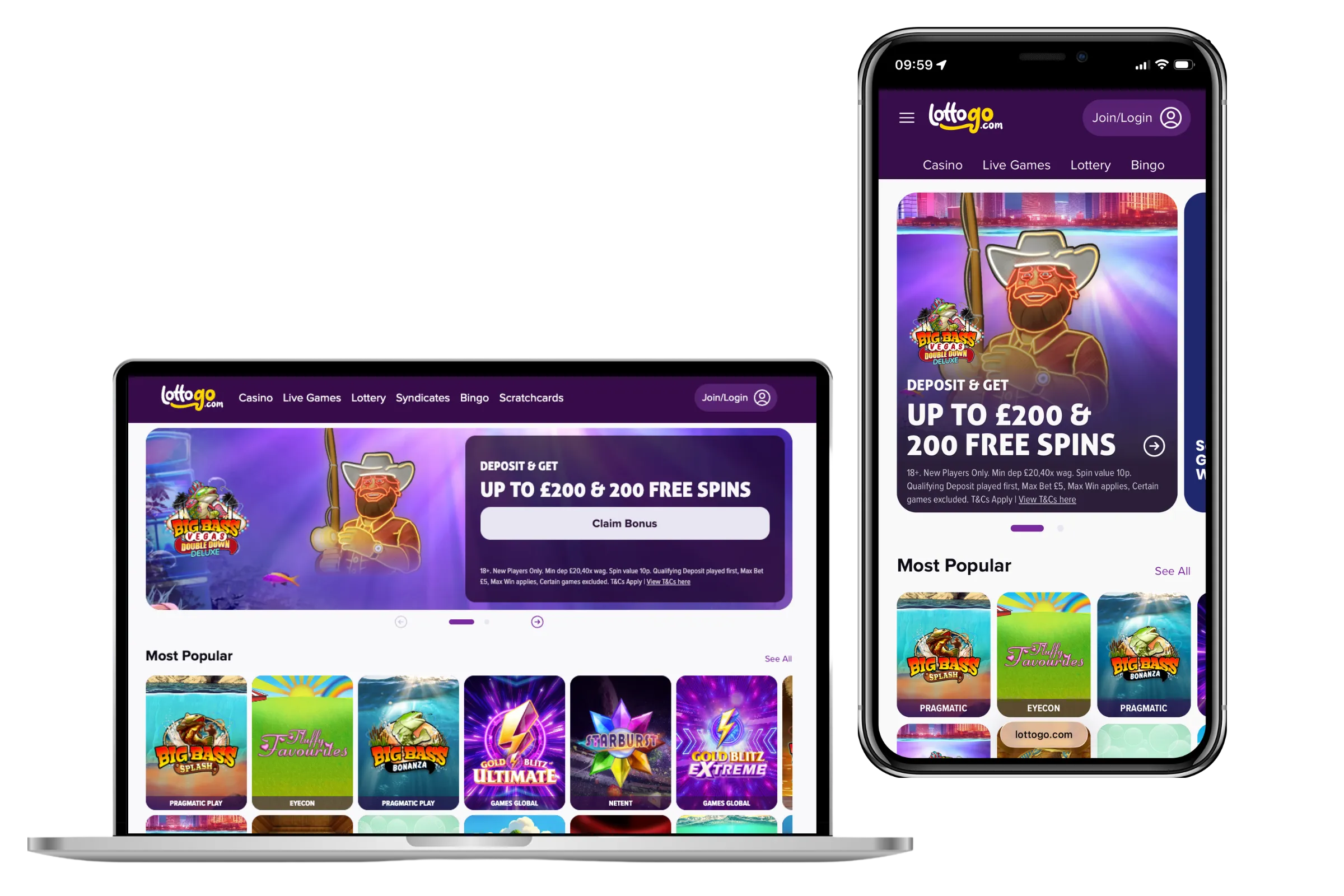 LottoGo Website on Laptop and Mobile Phone - Play Anywhere